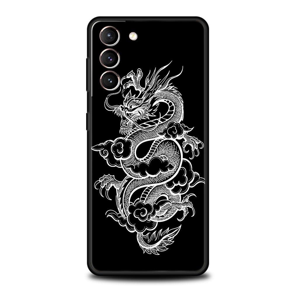 Phone Case For Samsung Galaxy S23 S22 Ultra S20 S21 FE 5G S10 S9 Plus S10E S8 Note 10 20 Silicone Black Cover Dragon Fashion