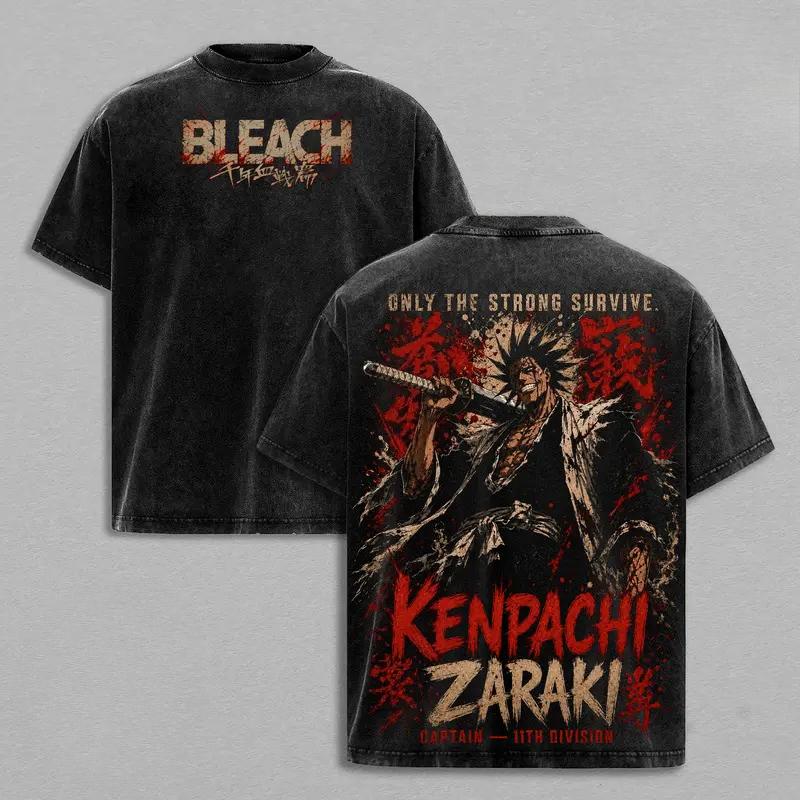Kurosaki Ichigo BLEACH Anime Clothing Men Women Oversized T-shirts Short Sleeve Washed T Shirt Street Cotton Tshirt Harajuku Top