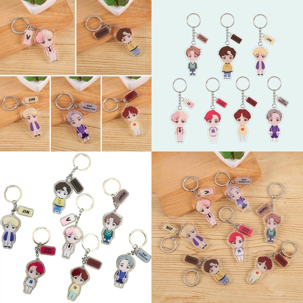 Bt21 Nøkkelringsett Perfekt Gave Til Bts-Fans Med Søte Karakterbilder