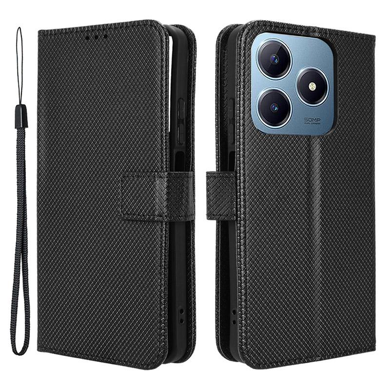 For Realme Note 60x 4G/C63 4G/C61 4G/Narzo N63 4G Case Leather Phone Cover Diamond Texture