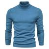 Suéter masculino slim fit de gola alta, casual, de malha, com cabo, cor sólida, gola média, manga comprida, elegante, básico de trabalho para homens