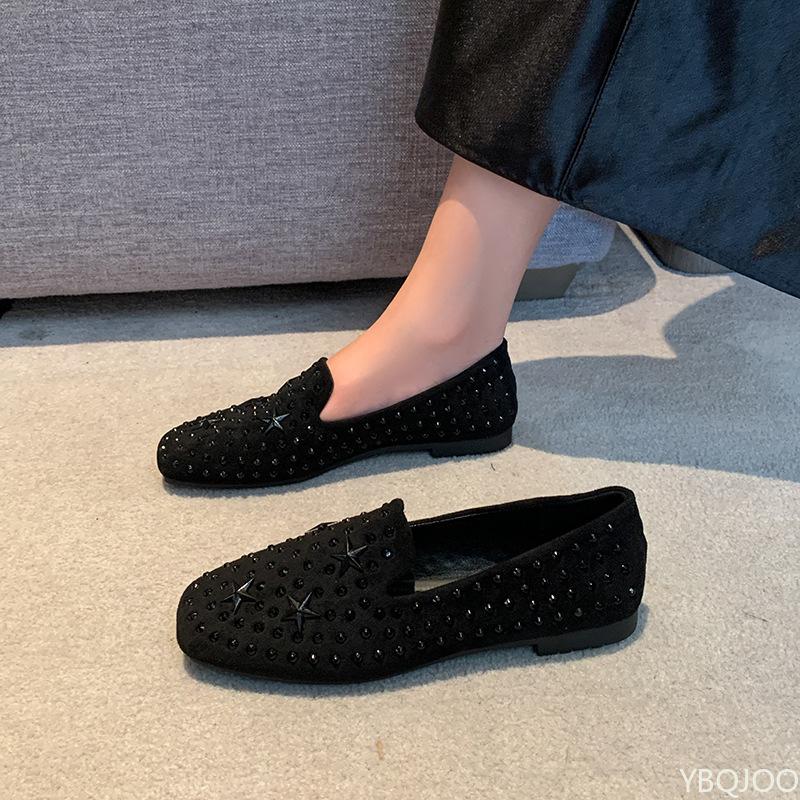 Women's new summer Fashionable versatile Square Heel Work Shoes leisure Comfort Flats Lightweight  breathable soft-soled shoes