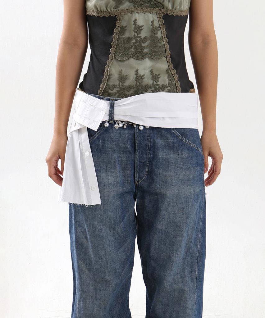 Nyuje Shirt-Shaped Wrap Skirt (White)