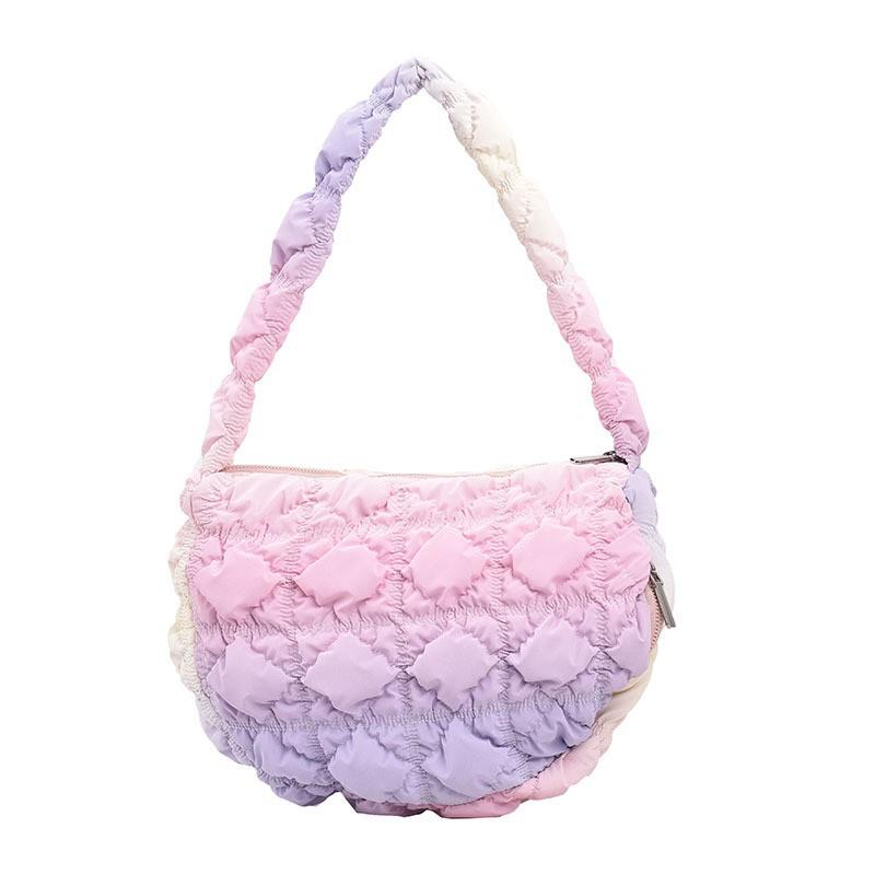Rainbow Pleated Cloud Bag New Women's Korean Style All-matching Bubble Fashionable Simple One-shoulder Puff