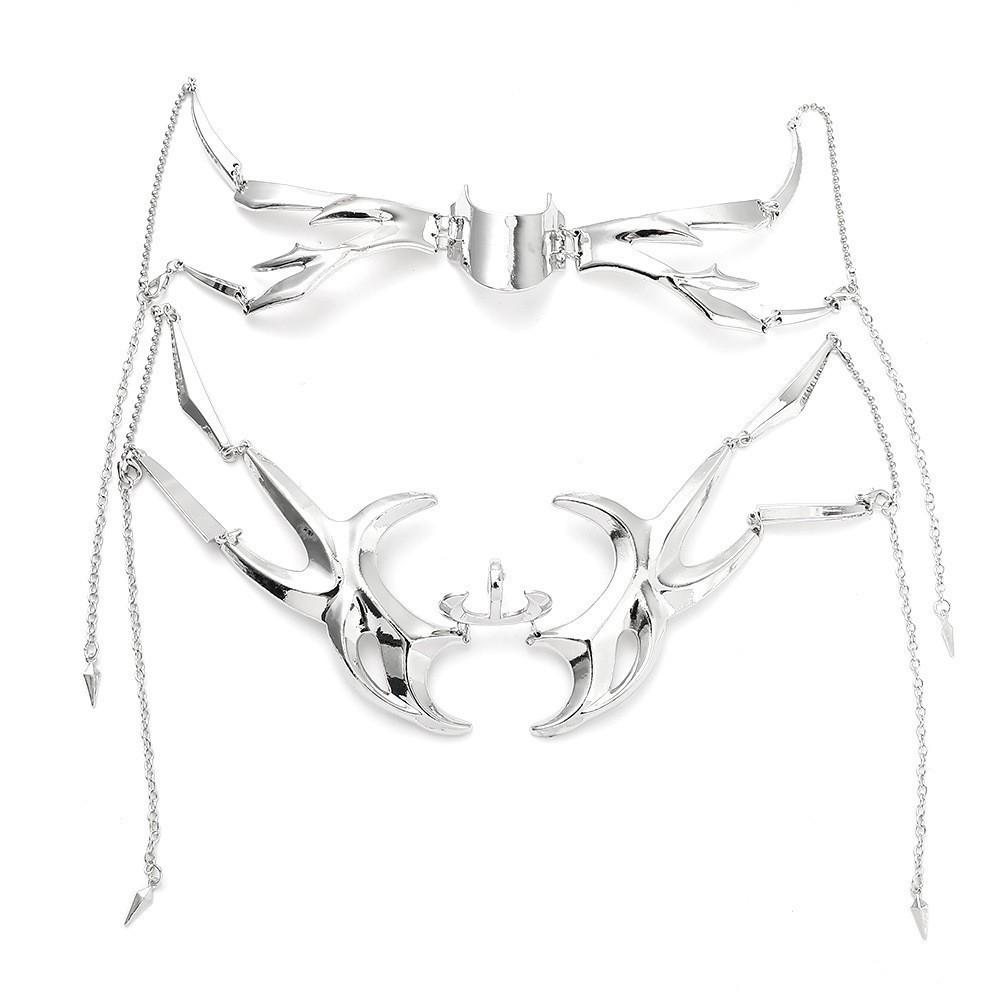 Cyberpunk Metallmaske – Futuristischer verstellbarer Gesichtsschmuck, Unisex Mechanische Gothic Lippen-/Ohrringe
