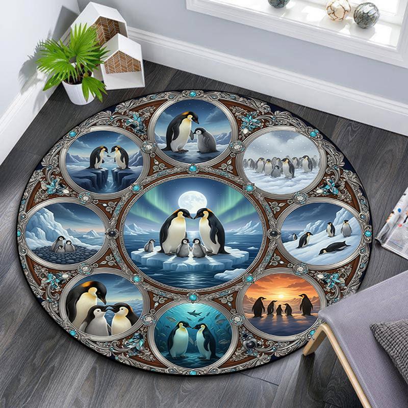 Tappeto Rotondo con Stampa Cartoon, Tappeto per Soggiorno Camera da Letto Divano Sala Giochi Decorazione, Tappetino Antiscivolo