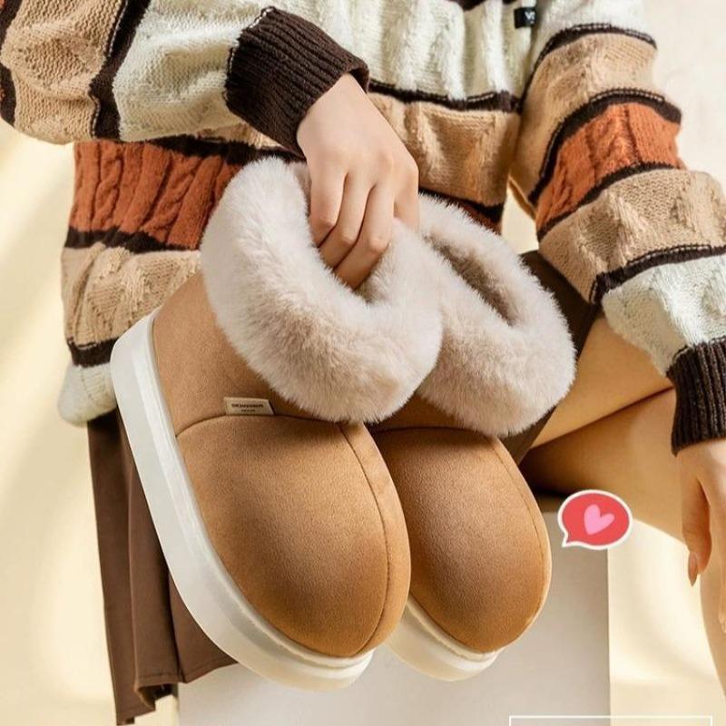 Snow Boots Women's Winter Velvet Warm Platform Cotton Shoes New Pink Short Boots Fashion Non-slip Outer Wear Snow Shoes Women