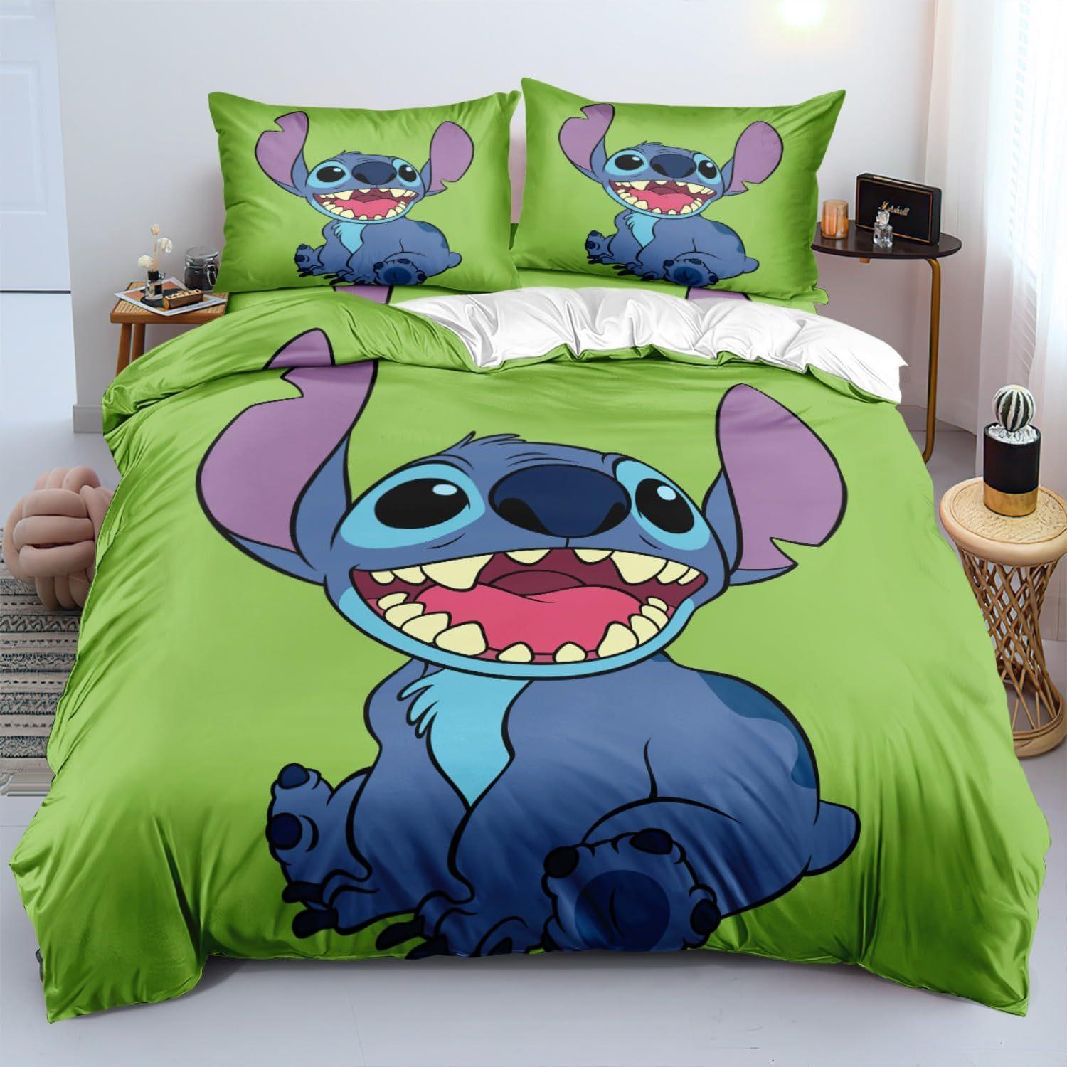 

Home Textile Three-Piece Green Cartoon Digital Printing Quilt Pillowcase Bedding 90 * 200