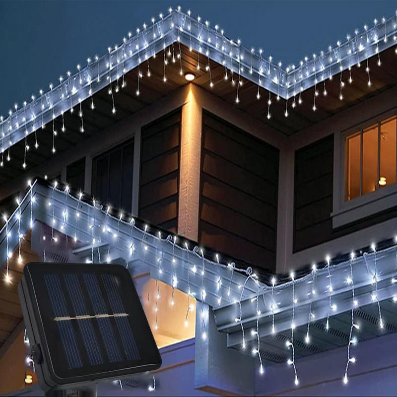 96/162 LED Solar Wasserfall Lichterkette Vorhanglicht Außen Wasserdicht Hof Dekoration Licht Weihnachten Lichterkette Weihnachten