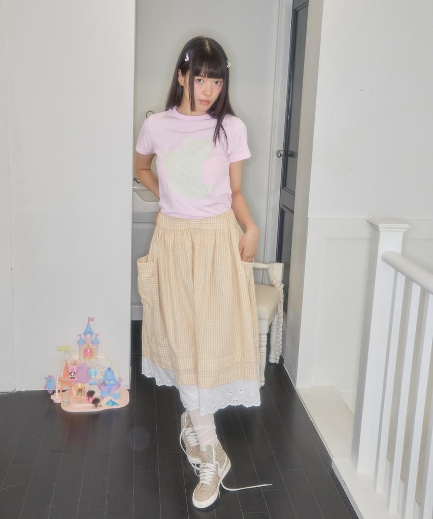 Syakili Bono Pocket Gingham Skirt (Cream)