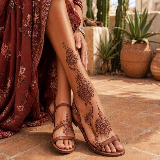 Yousheng Reusable Indian Henna Tattoo Stencils, Mehndi Hand Painting Templates, DIY Flower Pattern for Body Art, Festival Makeup
