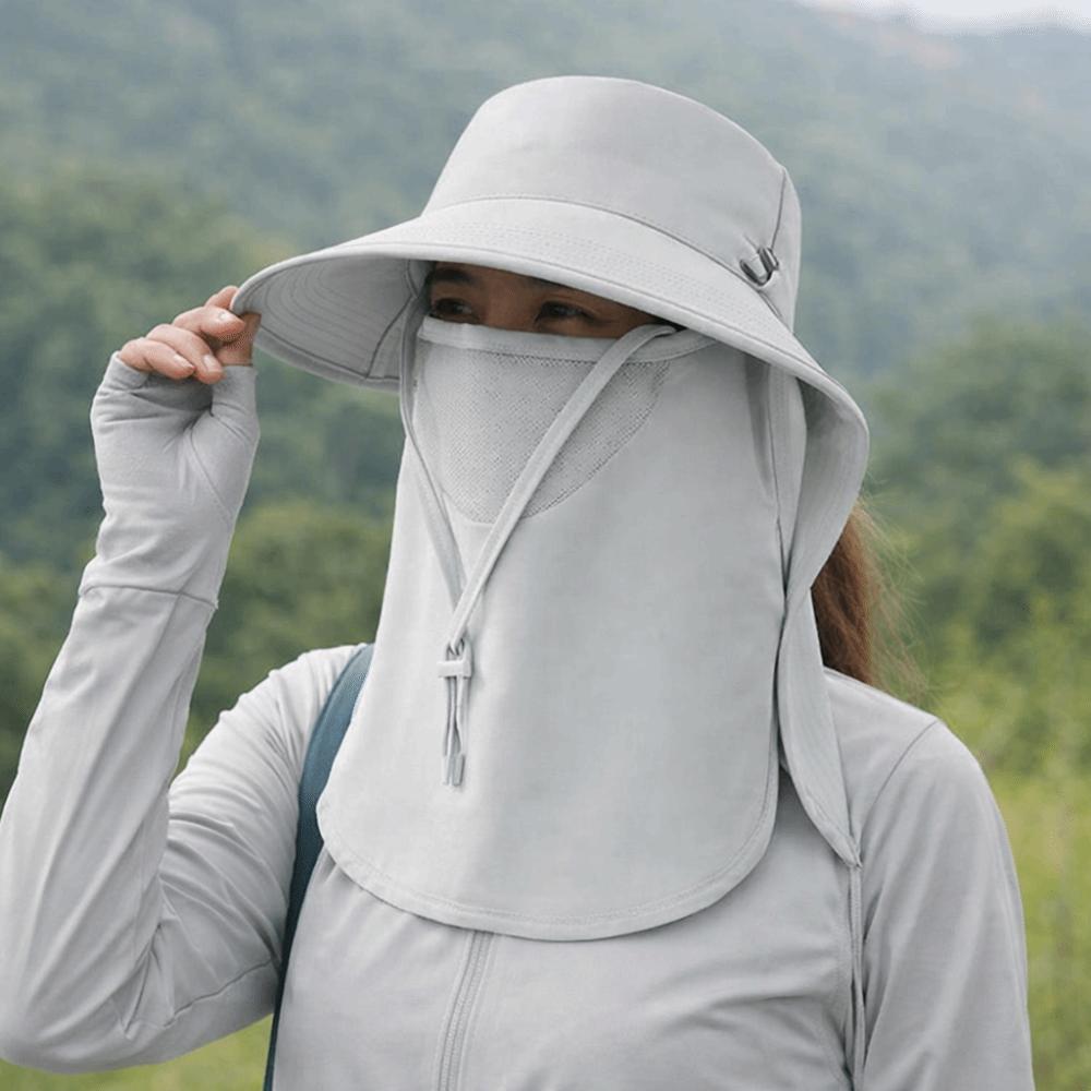 Fashion Caps Mask Set Sunscreen Sun Hat Wide Brim Sun Protection Bucket Hat Neck Flap Visor Fisherman Hat Unisex