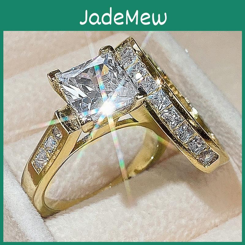 Luxury Sets Female Ring Square Gold Color Engagement Rings For Women Charm Big Zircon Stone Wedding Ring