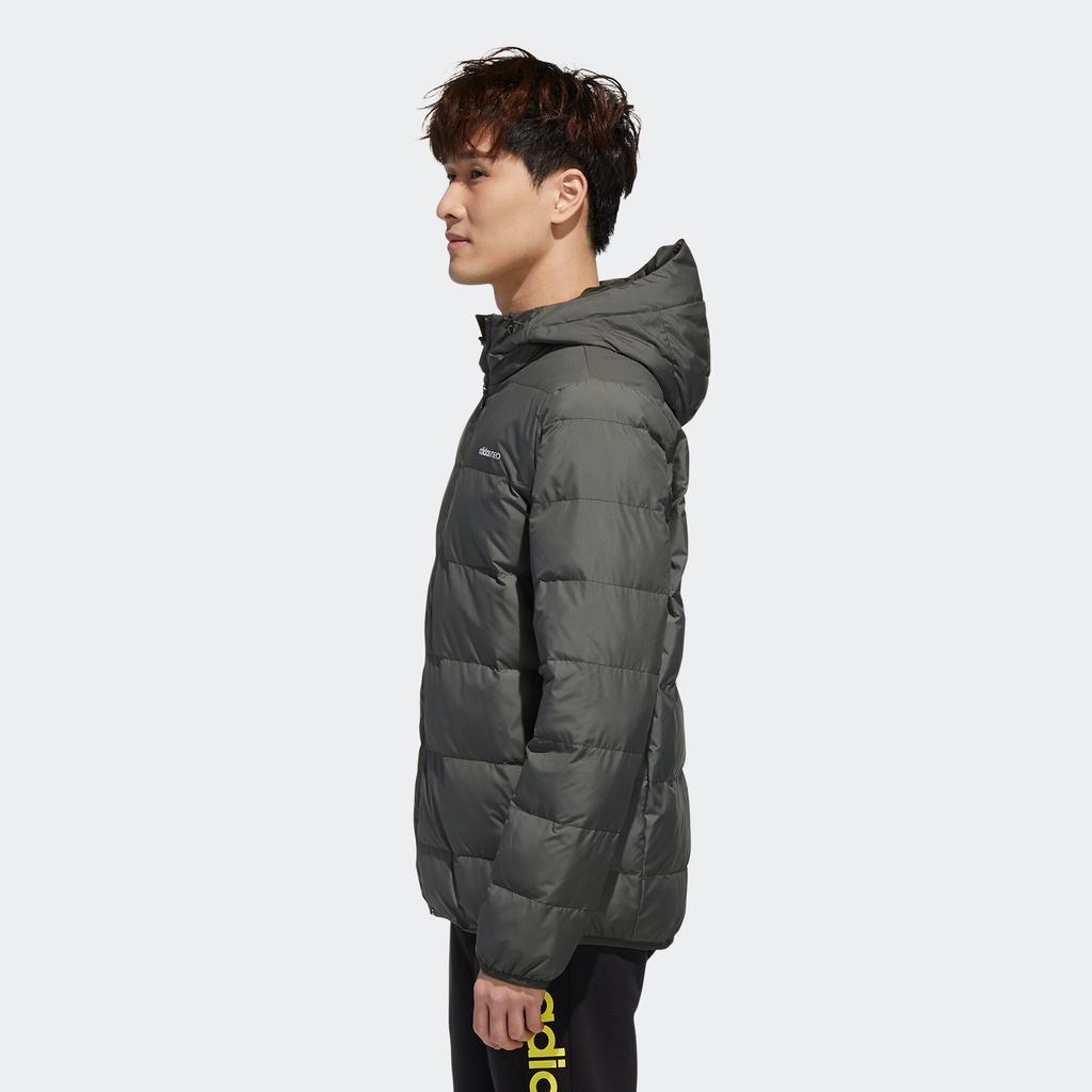 Adidas Neo Transitional Down Jacket With Hood, Windproof And Warm Men Outerwear Olive-Brown GM2326