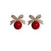Exquisite Small Bow-knot Pearl Earrings Sparkling Rhinestone Light Luxury Earrings  Birthday Gifts