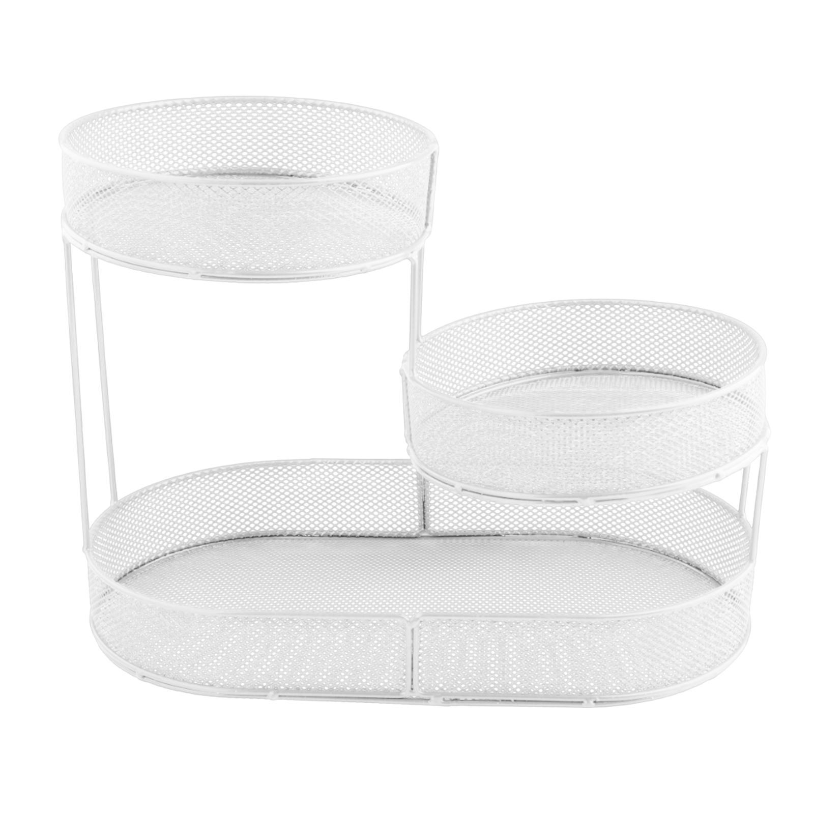 

Fruit Basket Bowl 3 Tier Table Centerpiece Counter Iron Fruit Stand Space Saving белый