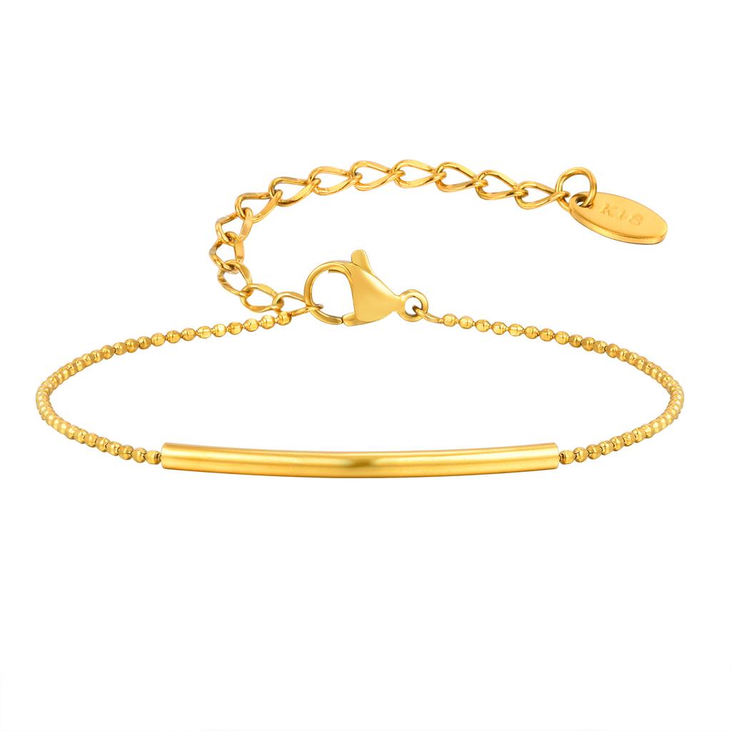 Fashion Accessories Stainless Steel Cut Bead Round Elbow Bracelet Gold Ladies Jewelry 2416