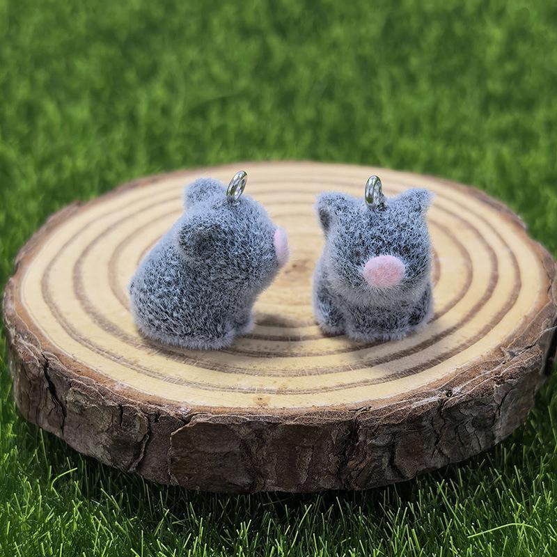 2Pcs Adorable 3D Mini Flocking Pig Charms Soft Flocked Piggy Pendants for DIY Jewelry Making Kids Art Craft Projects
