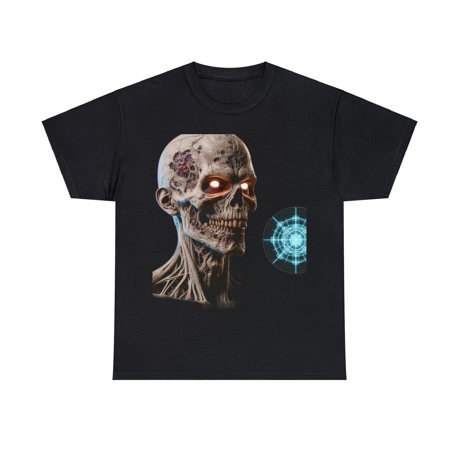 Unisex Adult Horror Zombie T Shirt: Eerie Necromancer Power Decay Graphic M