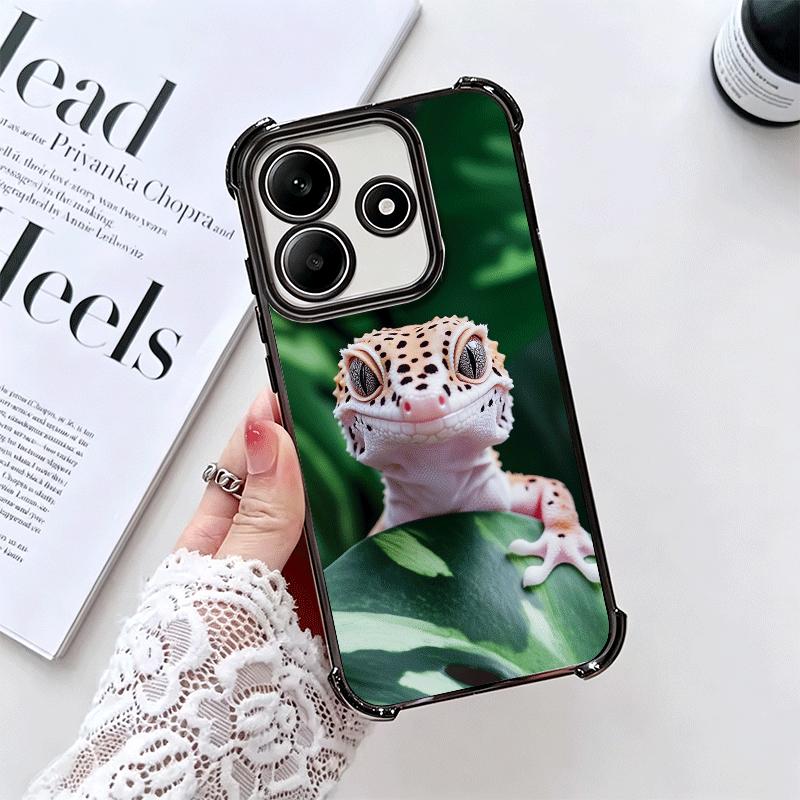 Lizards Geckos Cute Pet Plating Phone Case For Xiaomi Redmi Note 14 15 Pro Plus 13 12 11 11S 11T 10 9S 9 5G Anti-Fall Airabag Co