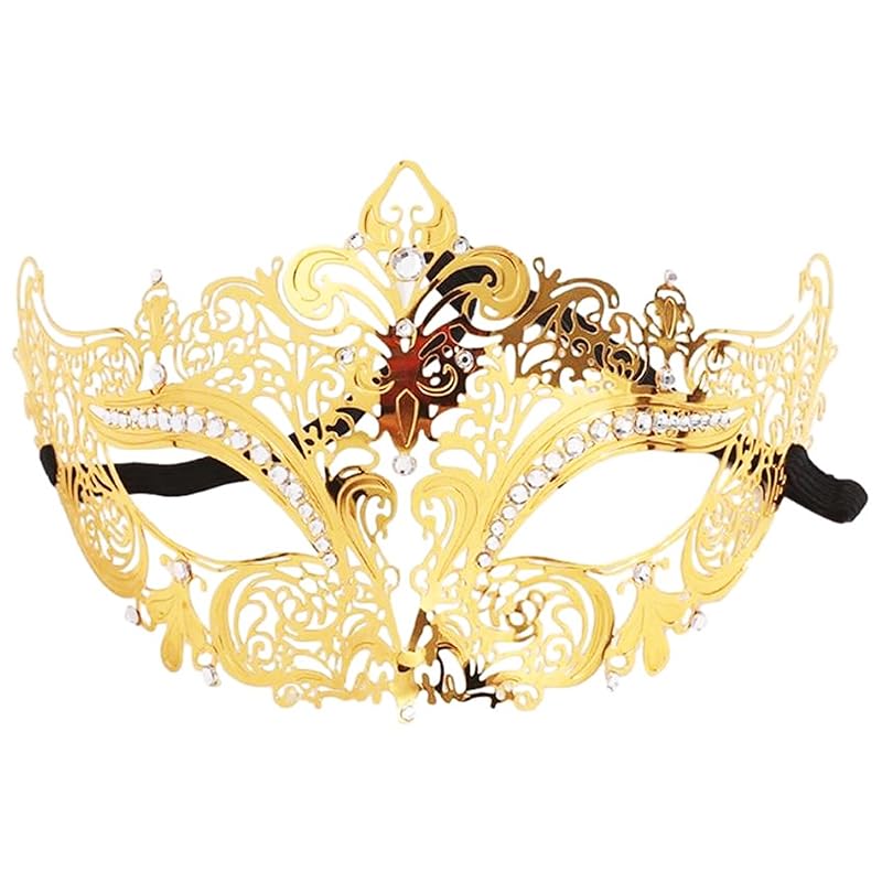 

[Aquamie] venetian mask sexy mask iron disguise eye mask Stylish half disguise mask for adults (gold tiara)