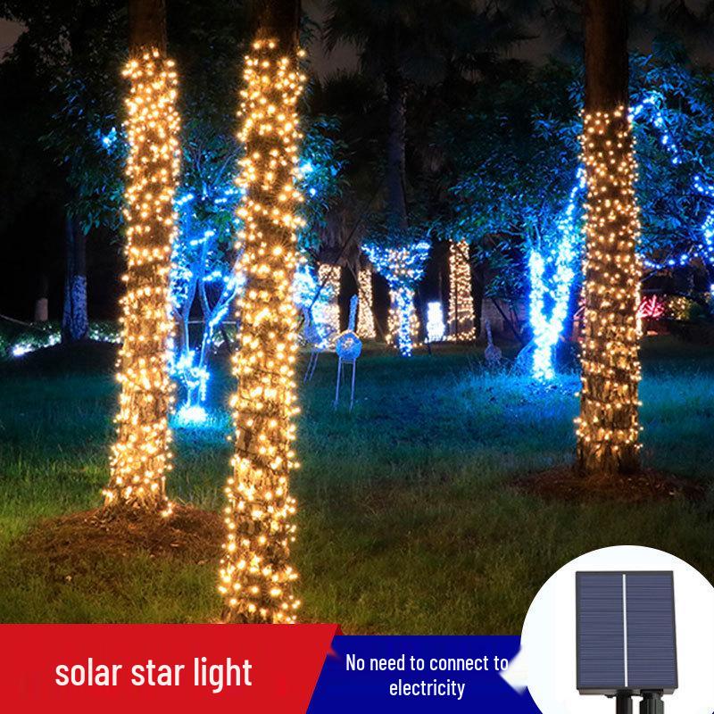 Remote-Control Solar Fairy String Lights, Waterproof, Dark Green Wire, Flashing Mode, for Christmas, Courtyard, Starry Sky, and Camping Décor.