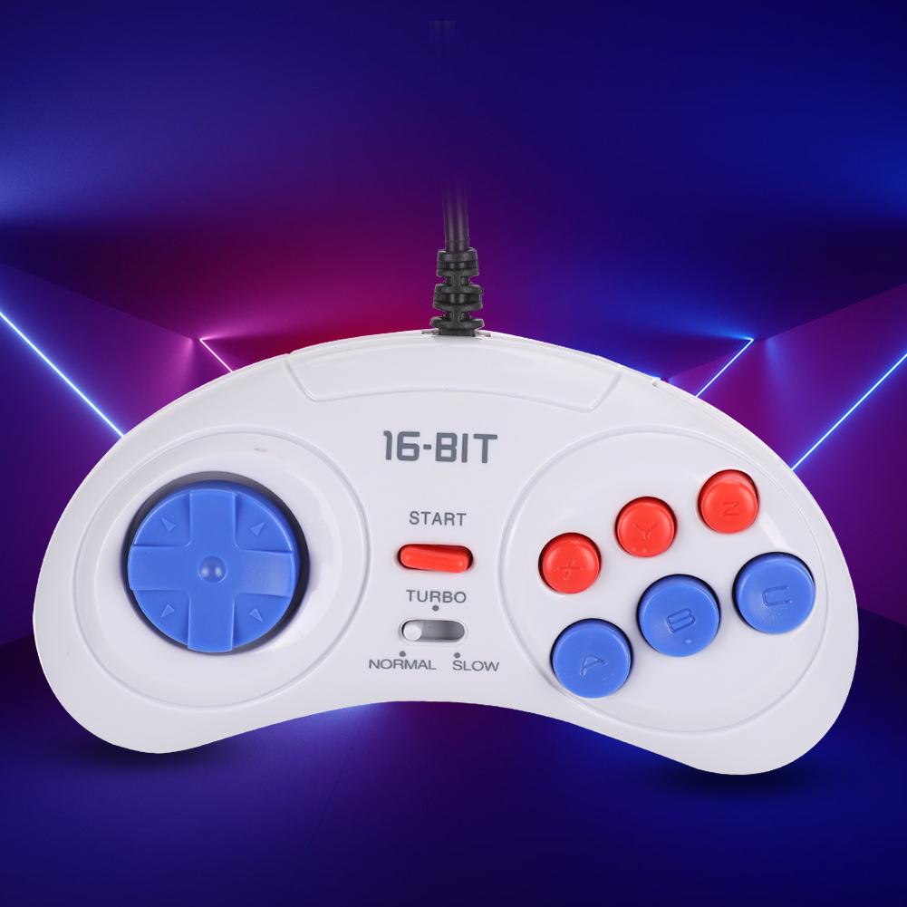 16Bit 9 Pin Mini Handheld Game Console Ergonomic Gaming Controller White for Sega
