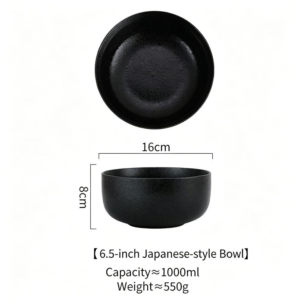 6.5 Inch Japanese Ramen Bowl Set 1000ml Large Ceramic Noodle Bowl Microwave and Dishwasher Safe, Vintage Japanese Style Soup Bowl for Udon, Pho, Salad
