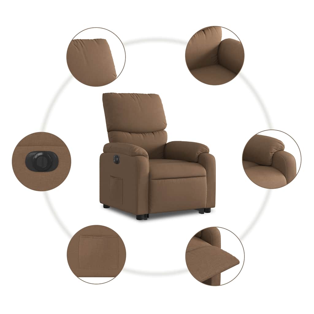 Vidaxl Lift-Up Massage Chair, Electric, Reclining, Brown