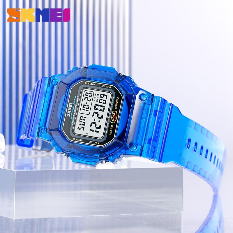 Brand Outdoor Sports Simple Student Sports Watch Fashionable Transparent Case with Women's Waterproof Electronic Watch