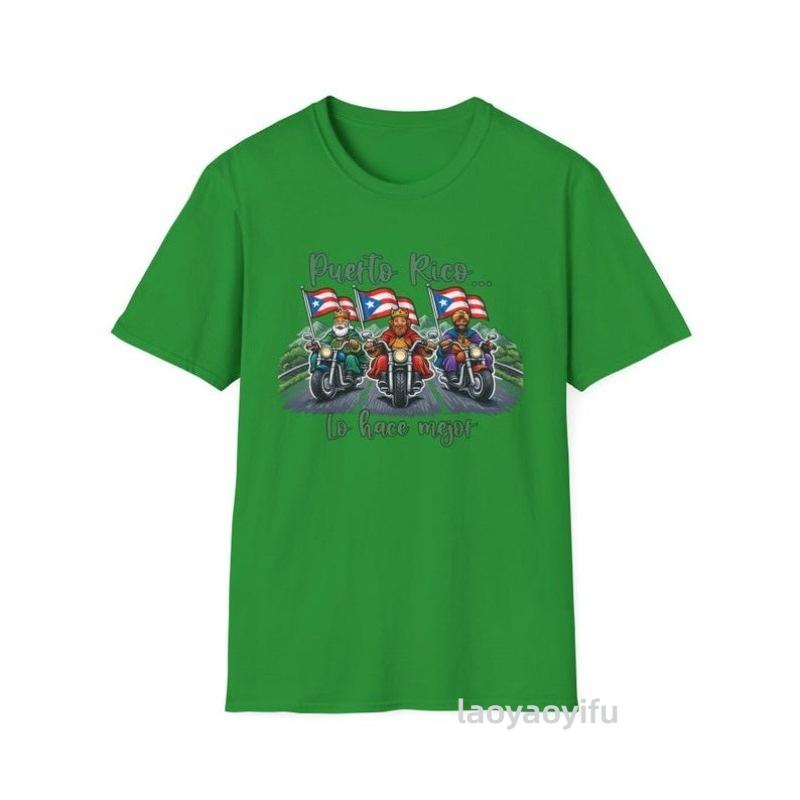 Puerto Rico Motorcycle TShirt Three Kings Day Reyes Magos Gift High Quality Cotton Shortsleeve Tees Men Woman Funny Streetwear S