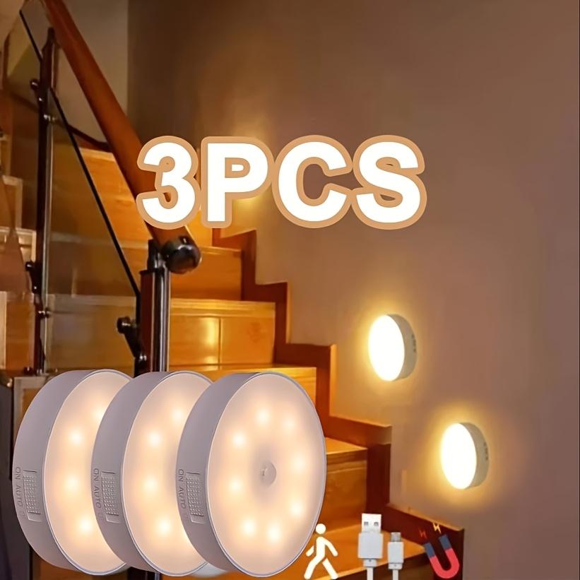 3-Pack  LED Closet Lights Wireless Motion Sensor Puck Light USB Rechargeable under cabinet lights for Kitchen Pantry Wardrobe