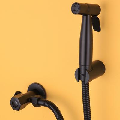 Handheld Toilet Bidet Tap Set Black 304 Stainless Steel Wall Mount Bathroom Hand Bidet Sprayer Faucet Shower Head Self Cleaning
