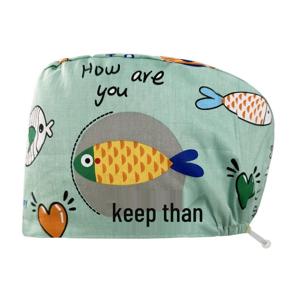 Floral Snap-Button Surgical Cap for Nurses and Doctors