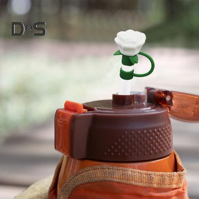 Silikon-Strohhalm-Abdeckungen, Rosenblüten-Strohhalm-Aufsätze, 10 mm, wiederverwendbar, auslaufsicher, staubdichte Strohhalm-Spitzenabdeckung, Geschenke zum Valentinstag