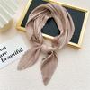 Women Square Scarf Plain Color Wavy Edge Pleated Neck Wear Temperament Thin Silky Crinkled Scarf for Office