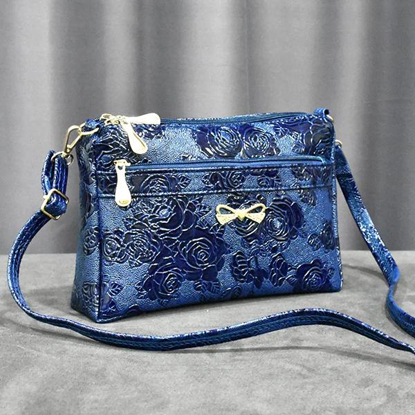 

WTEMPO Office Ladies Retro Casual Versatile Faux Leather Single Shoulder Bags Women Large Capacity Travel Shopping Message Zipper Bags 1pc синий