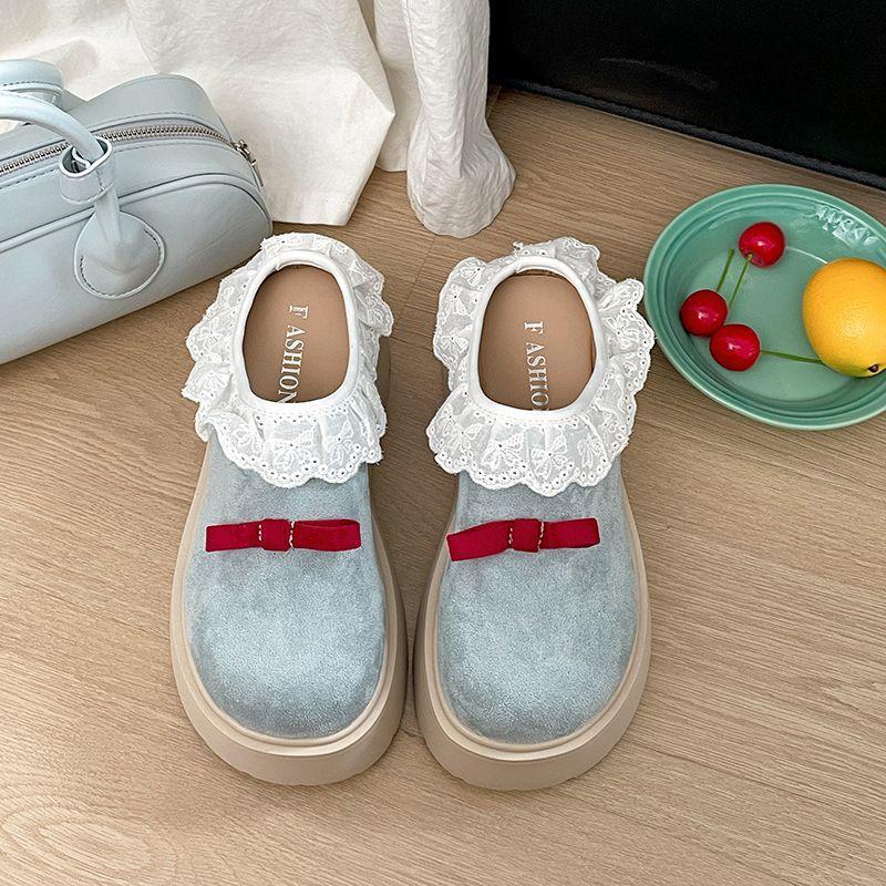 

Универсальные тапочки с кружевной отделкой и толстой подошвой для женщин на лето, новые увеличивающие рост поварские туфли, ретро женские 40 светло-синий