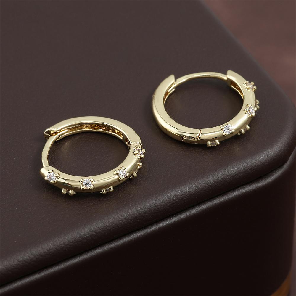 Moda Coreana Semplici Orecchini a Cerchio Piccoli Color Oro Zirconia Cubica AAA Accessori da Festa per Donne