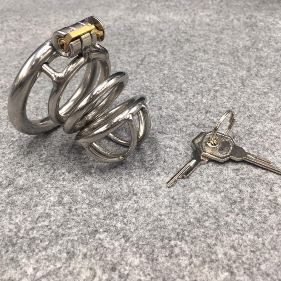 Male Chastity Device Stainless Steel Metal Co-ck Ring Cage