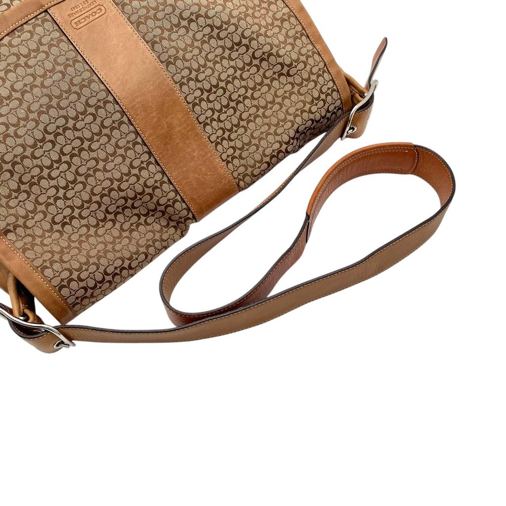 Używana torebka na ramię / listonoszka COACH Mini signature Mini Signature Torebka na ramię Beżowa/Brązowa płótno/skóra unisex
