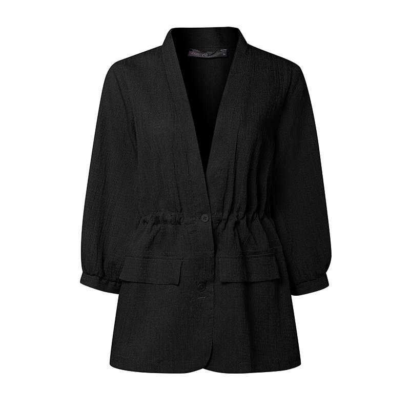 ZANZEA Women Casual V-Neck Solid Color Loose 3/4 Sleeve Cardigan Blouse