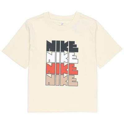 Nike X Atmos Pink Collaboration  Nsw Circa Series Color Block Letter Print Vintage Round Neck Pullover Short Sleeve T-Shirt Women Tops DQ5037-113