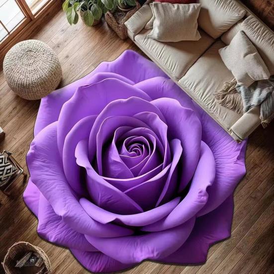 Pluche 3D Bloementapijt Decoratief Absorberend Kleed Sneldrogend Tapijt Zachte Hoogpolige Antislip Mat voor Badkamer Slaapkamer Woonkamer