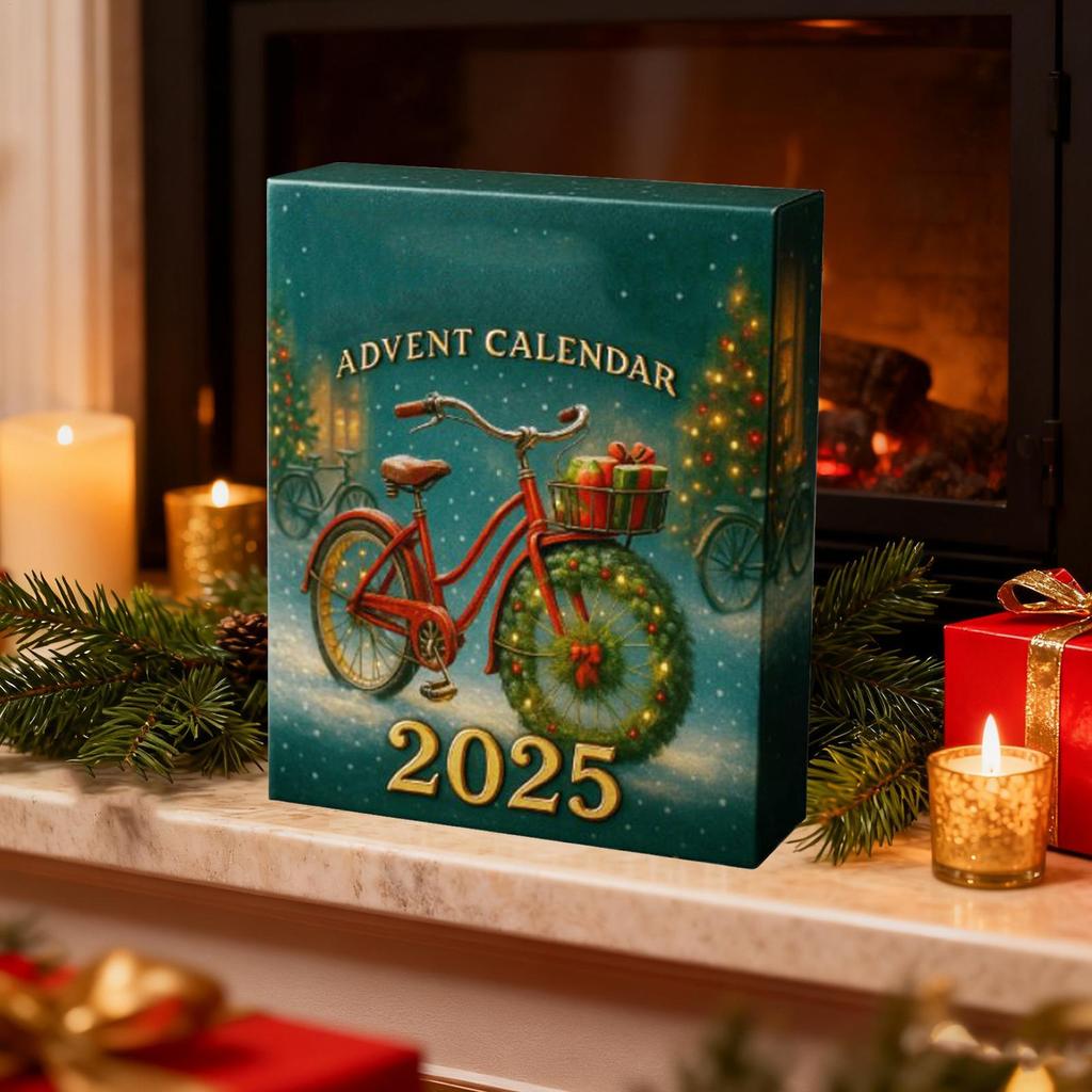 Adventní kalendář s cyklistickou tématikou 24 dní odpočítávací sada Vánoční ozdoby na stromeček 2D akrylové závěsné ozdoby Dárek pro děti dospělé