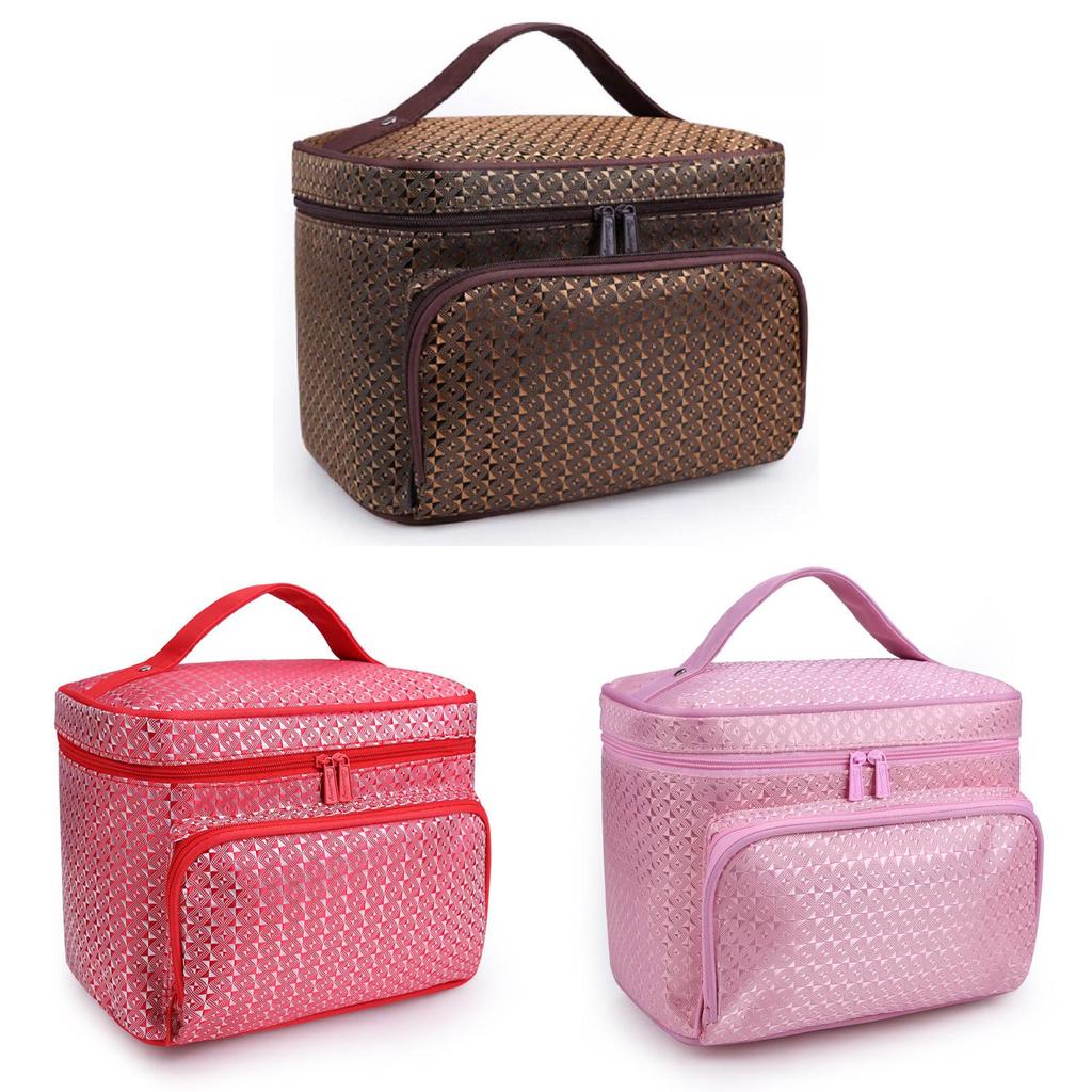 Portable Folding Large Capacity Makeup Bag For Women With Elegant Geometric Patterns In Various Colors