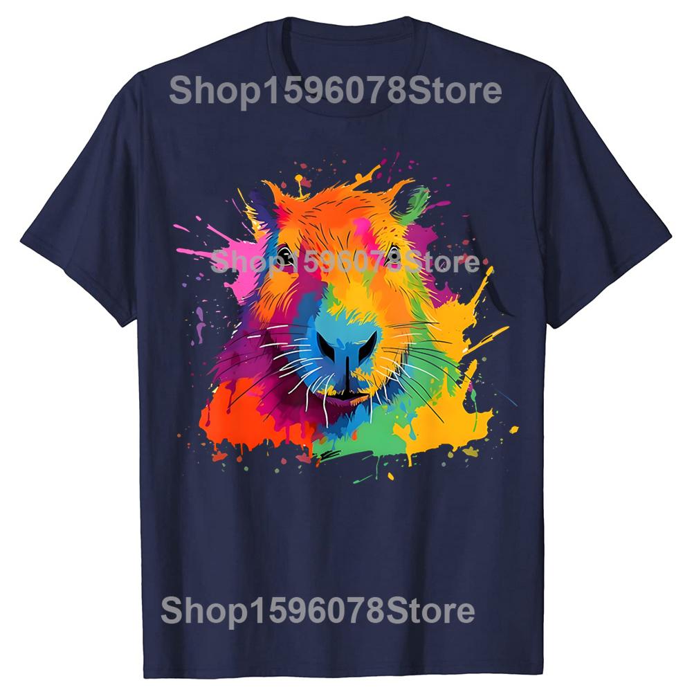 Funny Capybara Graphic 100 Cotton Tshirts Men Womens Fashion Print Tshirt Loose Oversized Streetwear Hip Hop Unisex T Shirt