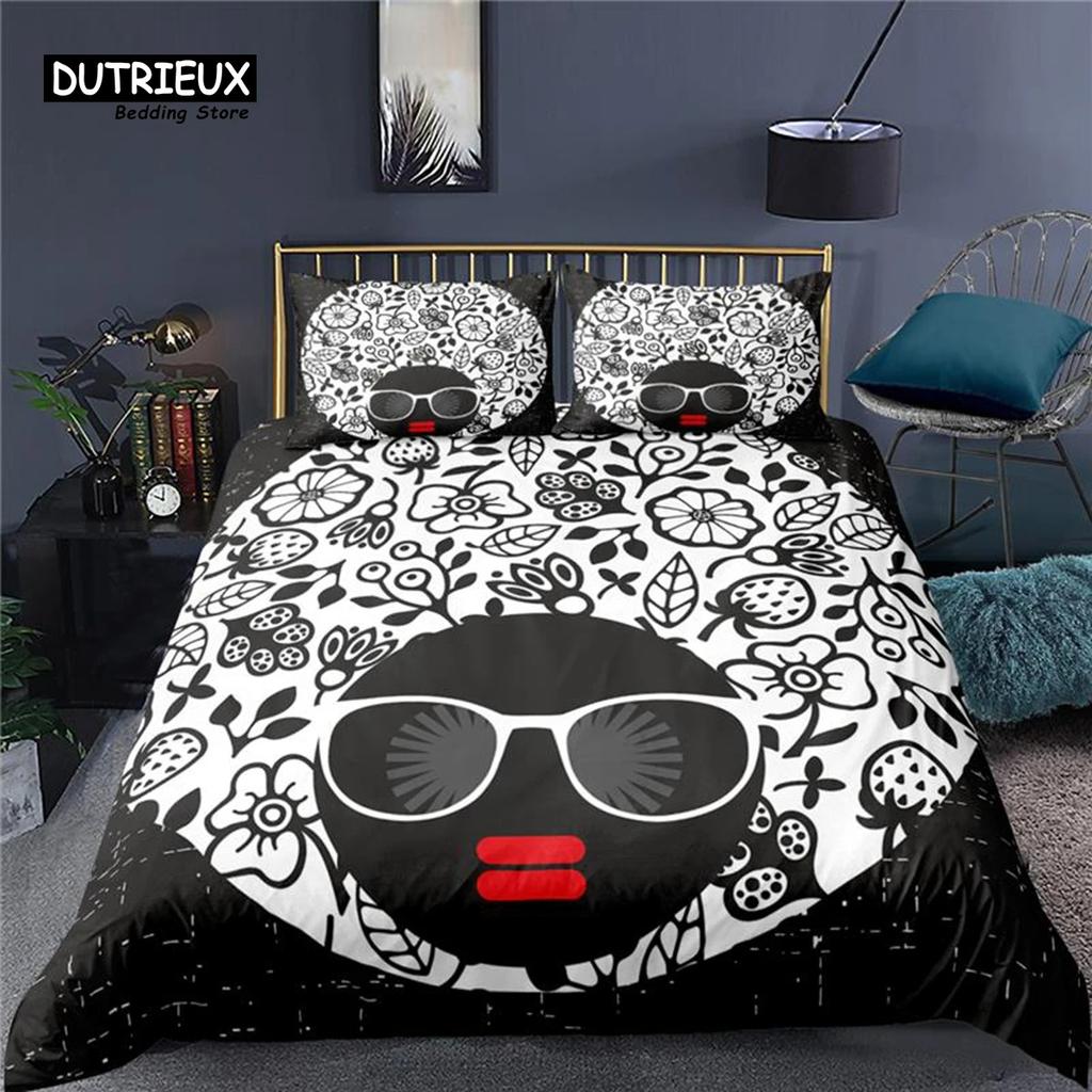 Luxury 3D Abstract Art Girl Print Home Living Comfortable Duvet Cover Set Kids Bedding Set Queen and King EUUSAUUK Size