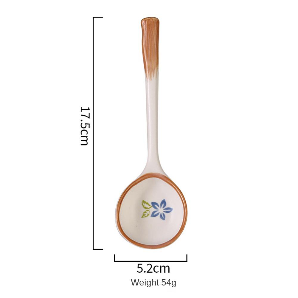 Keramisk soppsked Japansk stil Kreativ grov keramik Handmålad keramisk sked Kaffe Mjölk Dessertsked Kreativt bordsserv