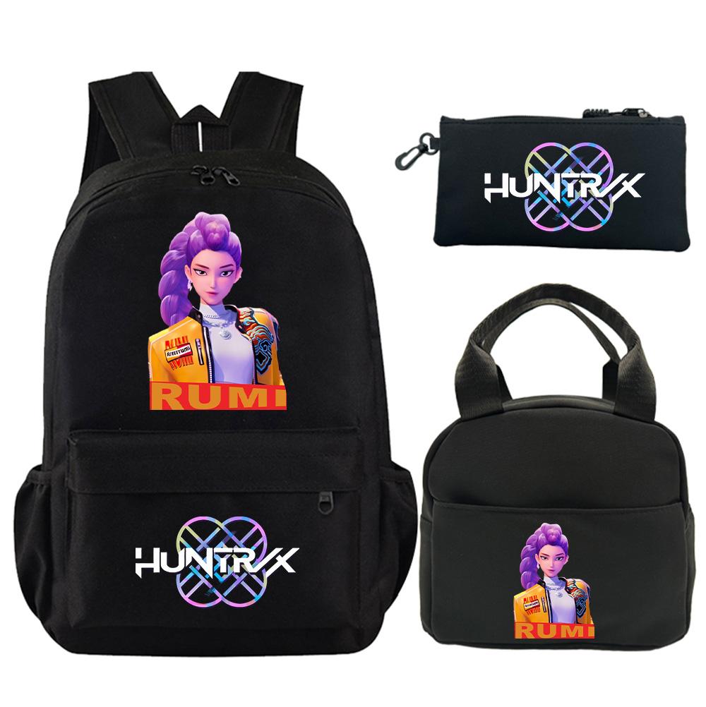 3Pcs/set Anime Demon Hunters Printed Backpack with Shoulder Bag Pencil Case for Student Boy Girl Schoolbag Large Capacity Waterproof Bookbag